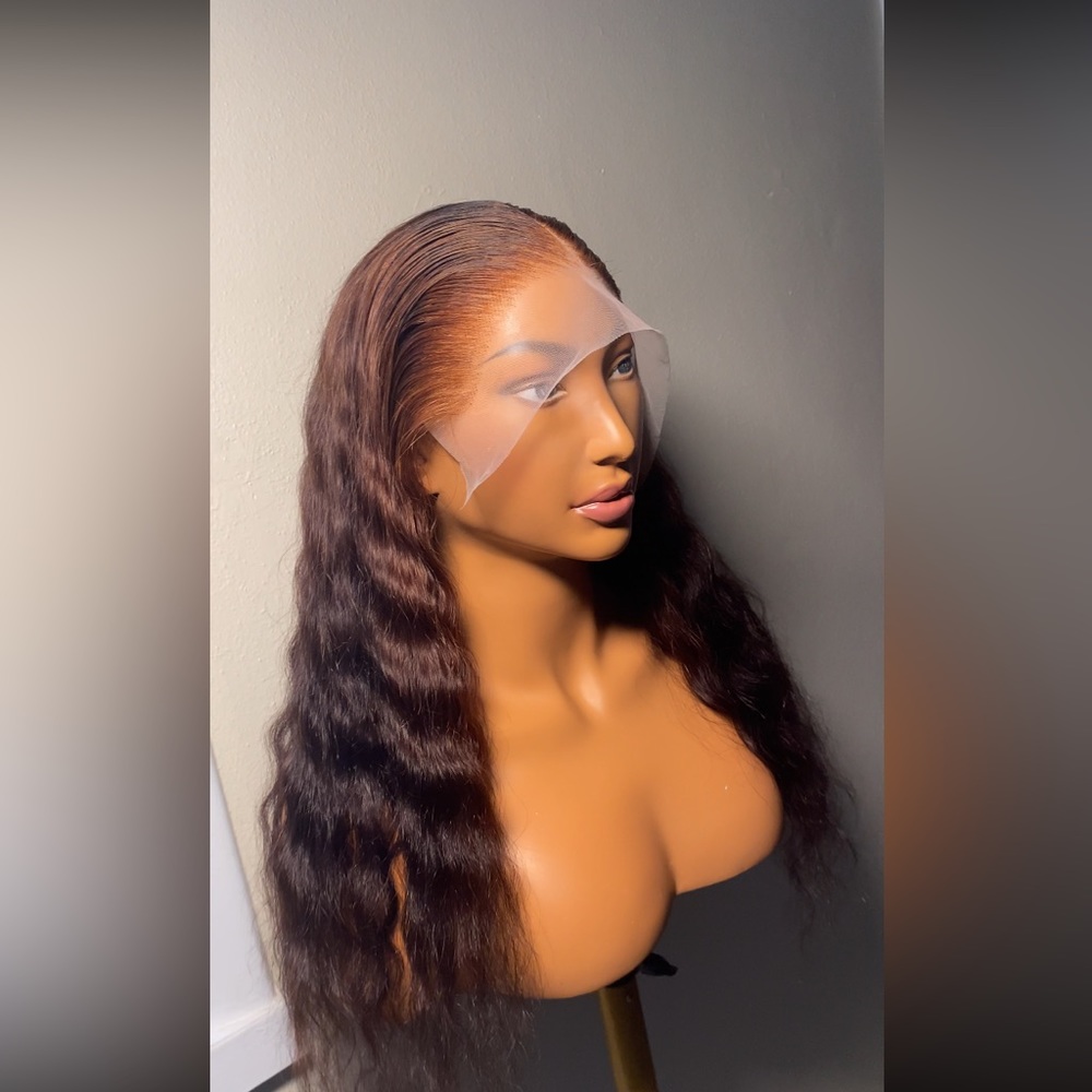 Human hair crimped lace wig